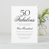 Minimal 50 & Fabulous Typography 50th Birthday Einladung (Stehend Vorderseite)