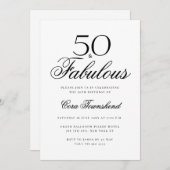 Minimal 50 & Fabulous Typography 50th Birthday Einladung (Vorne/Hinten)