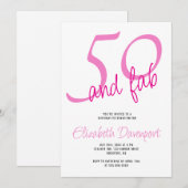 Minimal 50 und Fab Pink Geburtstag Einladung (Vorne/Hinten)