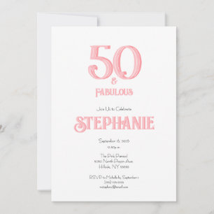 Minimal 50 und Fabelhaft Pink 50. Geburtstagsfeier Einladung