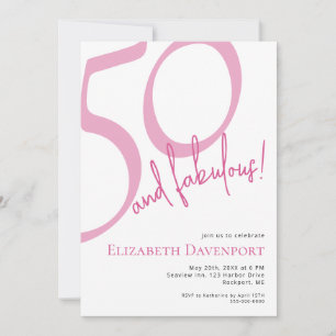 Minimal 50 und Fabelhafte Pink Geburtstag Einladung