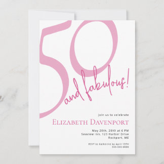 Minimal 50 und Fabelhafte Pink Geburtstag Einladung