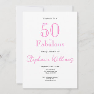 Minimal 50 und Fabulous Pink 50. Geburtstag Einladung