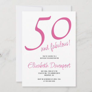 Minimal 50 und Fabulous Pink Geburtstag Einladung