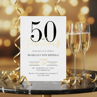 Minimal 50 und Fantastische 50. Geburtstagsfeier Folieneinladung