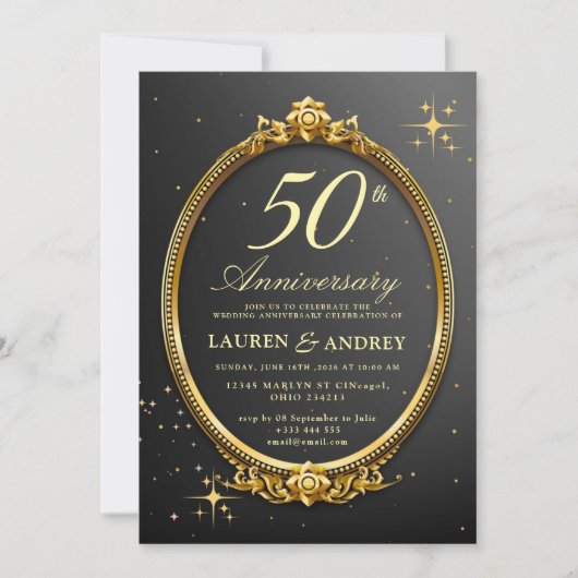 Minimal 50th Wedding Anniversary Invitation Einladung (Vorderseite)