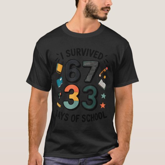 Minimal 67 33 Tage Schule Cool T-Shirt (Vorderseite)