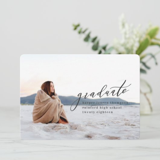 MINIMAL-ABSCHLUSS EINLADUNG (Stehend Vorderseite)