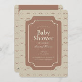 Minimal Abstract Geometric Gender Neutral Beige Einladung (Vorne/Hinten)