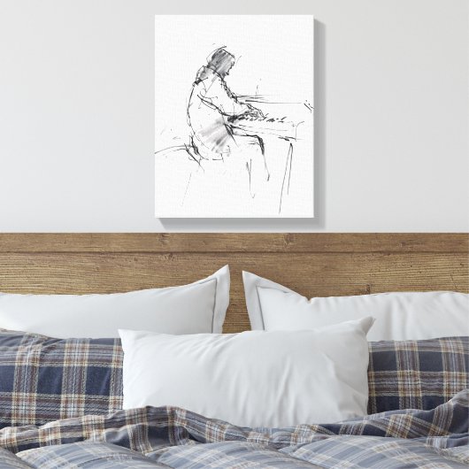 Minimal Abstract Pianist Playing Piano – Elegant Leinwanddruck (Insitu (Schlafzimmer))