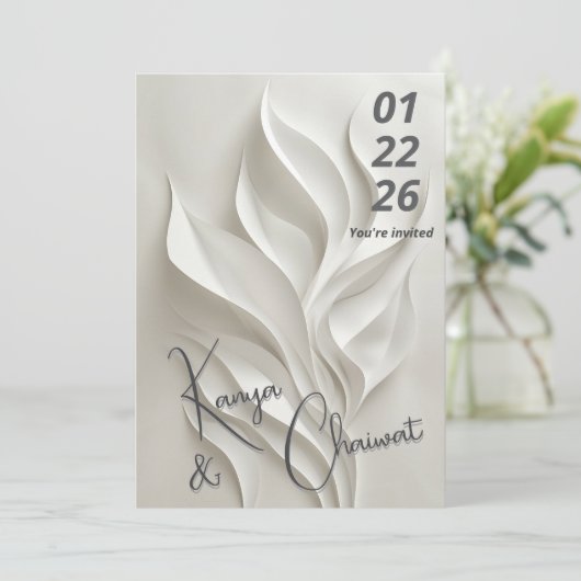 Minimal Abstract Wedding Invitation Einladung (Stehend Vorderseite)
