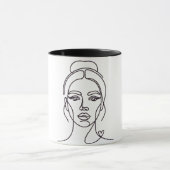 Minimal Abstract Woman Face Line Art Mug Tasse (Zentrum)