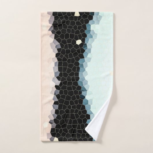 Minimal Abstrakt Art Pale Pink Blue Black Badhandtuch Set (Handtuch)