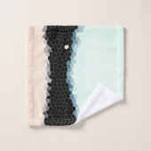 Minimal Abstrakt Art Pale Pink Blue Black Badhandtuch Set (Waschlappen)