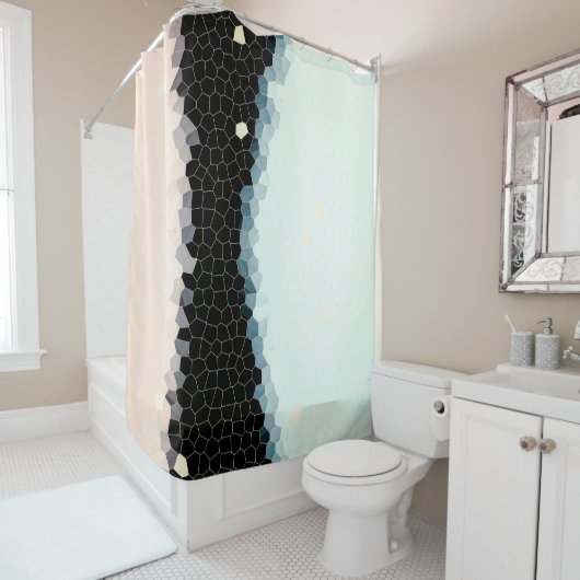 Minimal Abstrakt Art Pale Pink Blue Black Duschvorhang (Beispiel)