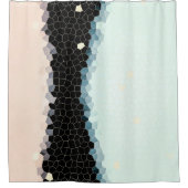 Minimal Abstrakt Art Pale Pink Blue Black Duschvorhang (Vorderseite)