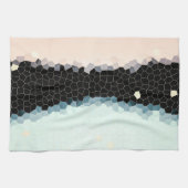 Minimal Abstrakt Art Pale Pink Blue Black Geschirrtuch (Horizontal)