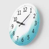Minimal Abstrakte Blaue Wellen Pinselstriche Kunst Große Wanduhr (Winkel)