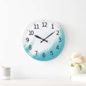 Minimal Abstrakte Blaue Wellen Pinselstriche Kunst Große Wanduhr (Zuhause)