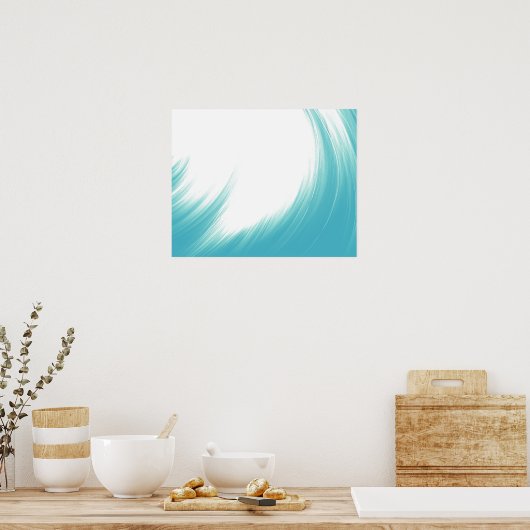 Minimal Abstrakte Blaue Wellen Pinselstriche Kunst Poster (Küche)