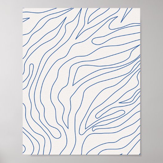 Minimal Abstrakte Creme weiß und blau Poster (Vorne)