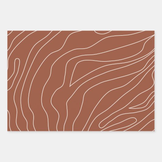 Minimal Abstrakte Linien Rost Terracotta Geschenkpapier Set (Vorderseite 2)