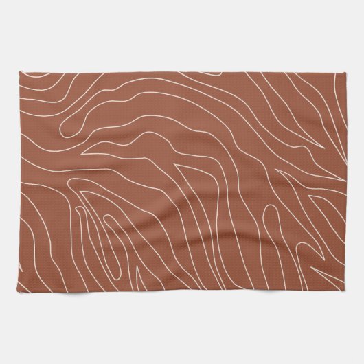 Minimal Abstrakte Linien Rost Terracotta Geschirrtuch (Horizontal)