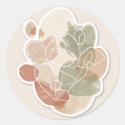 Minimal Abstrakte Prägung Runder Aufkleber (Vorderseite)