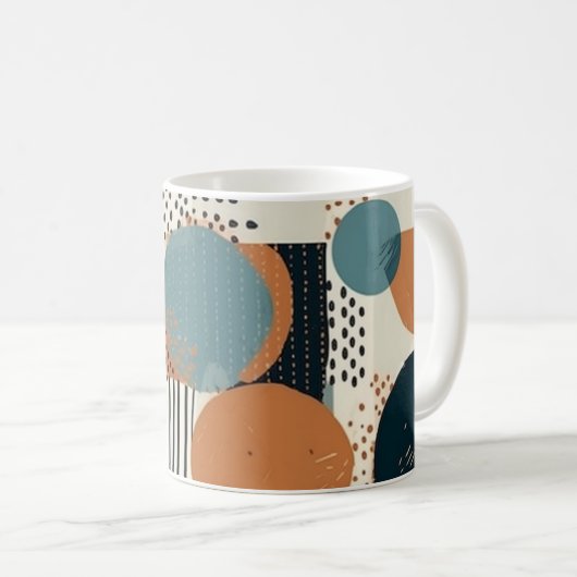 Minimal Abstraktes Nahtloses Muster - Geometrisch Kaffeetasse (VorderseiteRechts)