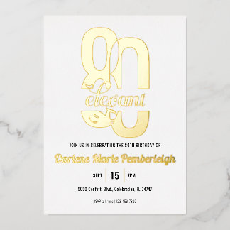 Minimal Achtzig & elegant 80. Geburtstag Gold Folieneinladung