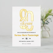 Minimal Achtzig & elegant 80. Geburtstag Gold Folieneinladung (Stehend vorne)