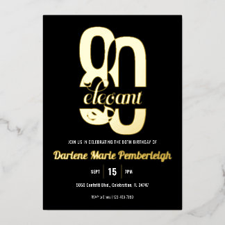 Minimal Achtzig & elegant 80. Geburtstag Schwarzes Folieneinladung