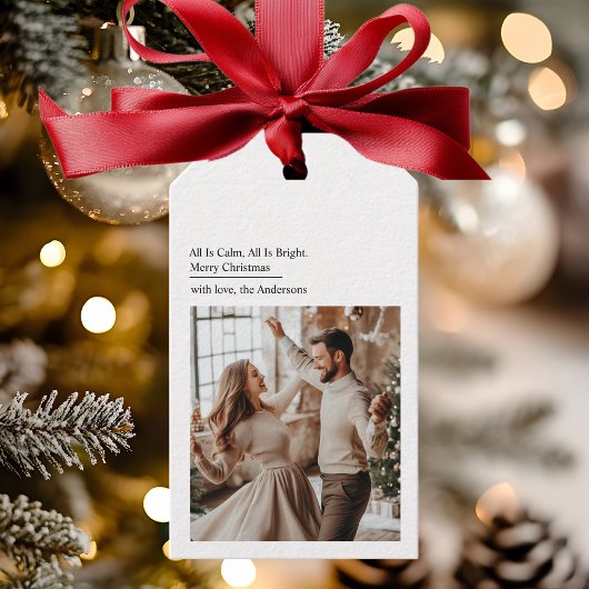 Minimal All Is Calm All Is Bright Christmas Photo Geschenkanhänger