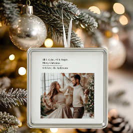 Minimal All Is Calm All Is Bright Christmas Photo  Ornament Aus Metall