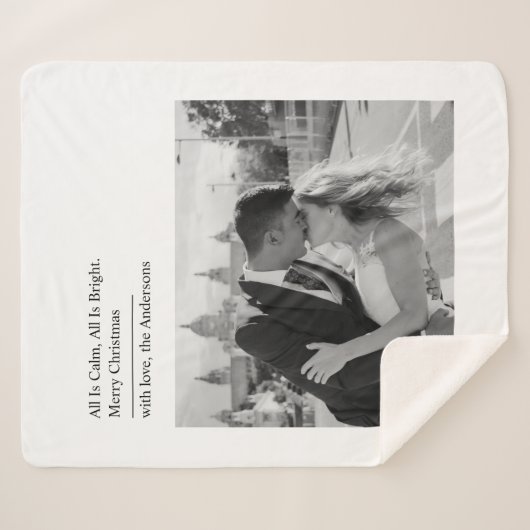 Minimal All Is Calm All Is Bright Christmas Photo Sherpadecke (Vorderseite (Horizontal))