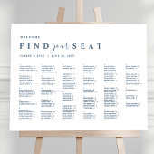 Minimal Alphabetisches Blue Wedding Seating Chart Poster