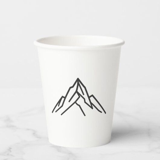 Minimal Alpine Mountain Line Art Paper Cup Pappbecher (Vorderseite)