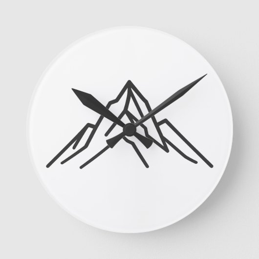 Minimal Alpine Mountain Line Art Wall Clock Runde Wanduhr (Vorderseite)