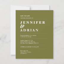 Minimal alte Moosgrüne Hochzeit retten das Datum