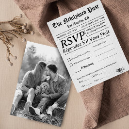 Minimal and Chic | Black and White Wedding RSVP Karte