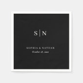 Minimal and Chic | Black and White Wedding Serviette (Vorderseite)