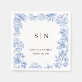 Minimal and Chic Blue Elegant Floral Serviette (Vorderseite)