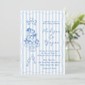 Minimal and Chic Blue French Personalized Wedding Einladung (Stehend Vorderseite)