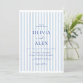 Minimal and Chic Blue French Personalized Wedding Einladung (Stehend Vorderseite)