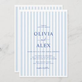 Minimal and Chic Blue French Personalized Wedding Einladung