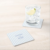 Minimal and Chic Blue French Personalized Wedding Rechteckiger Pappuntersetzer (Vor Ort)