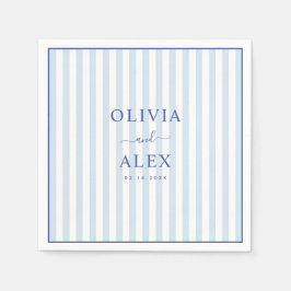 Minimal and Chic Blue French Personalized Wedding Serviette