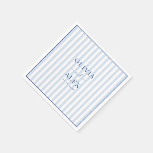 Minimal and Chic Blue French Personalized Wedding Serviette (Ecke)