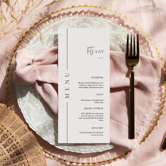 Minimal and Chic Calligraphy Dinner Wedding Menükarte