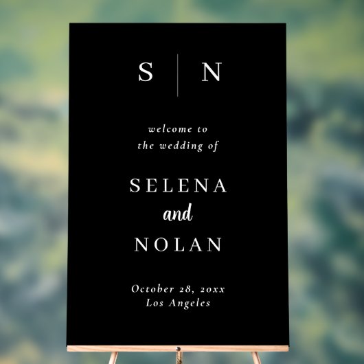 Minimal and Chic | Dark Black Wedding Seating Char Acrylschild (Neutral)